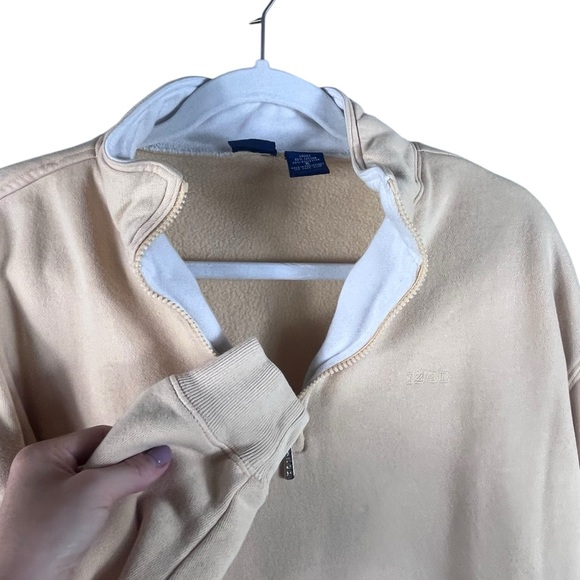 Izod Vintage 90s Y2K Golf Polo 1/4 Zip Pullover Sweatshirt Butter Yellow Large - Picture 3 of 4